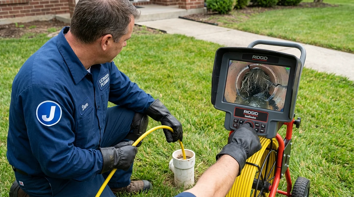 Sewer camera inspection being performed by Johns Plumbing LLC in Cambridge